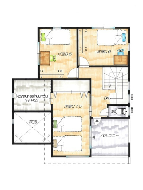 10号地モデルハウス　２階間取り図